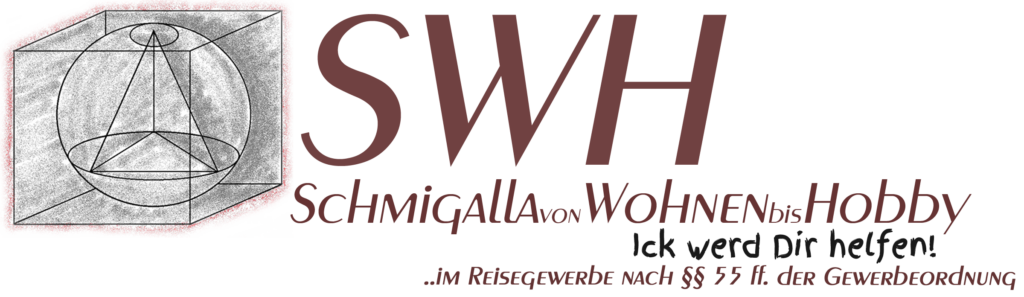Kontaktformular. Logo SWH - Schmigalla Wohnen Hobby mit geometrischer Zeichnung einer Kugel im Würfel und modernem Schriftzug